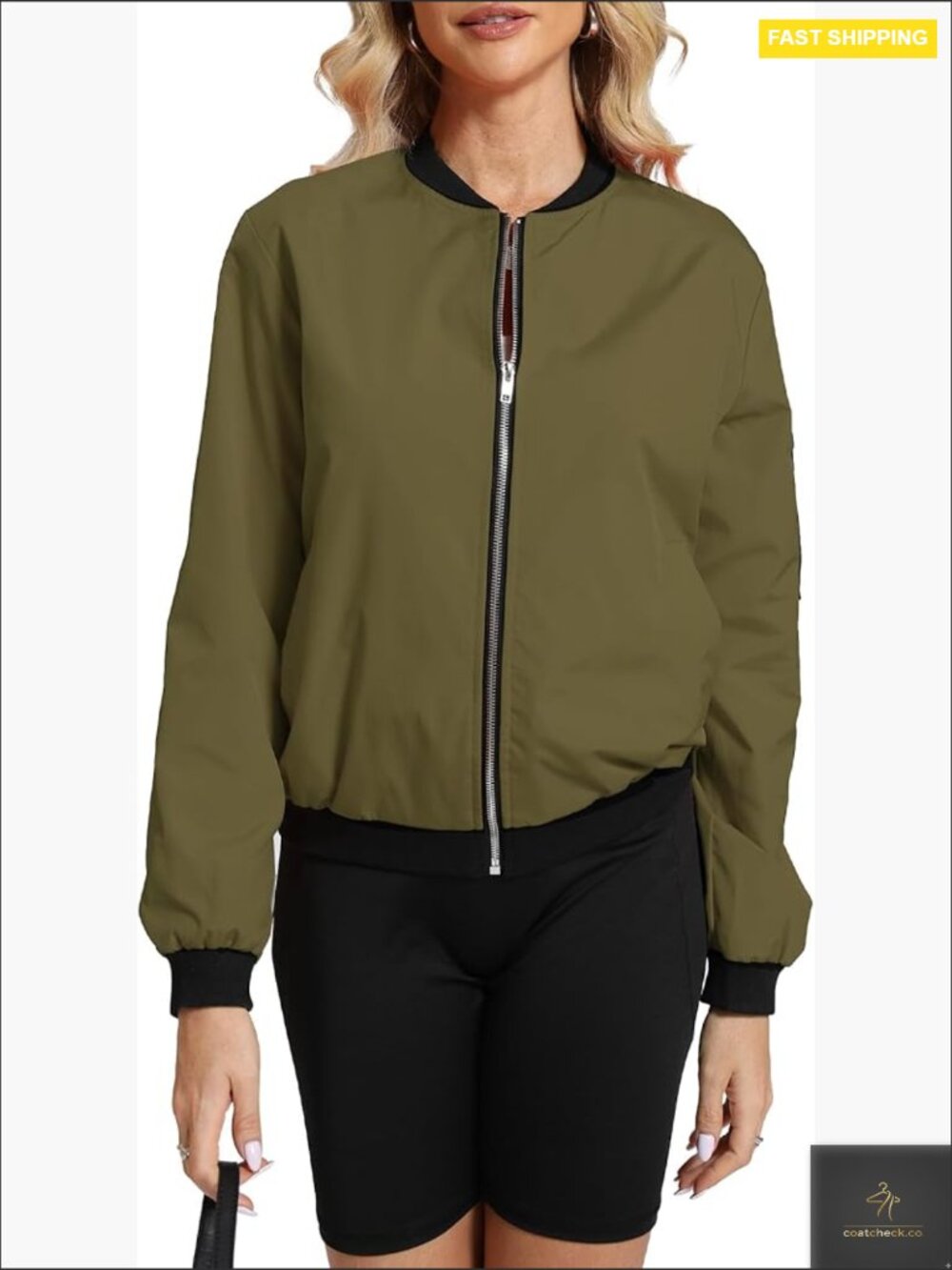Lightweight Bomber Jacket Windbreaker Casual Aviator Style With Pockets